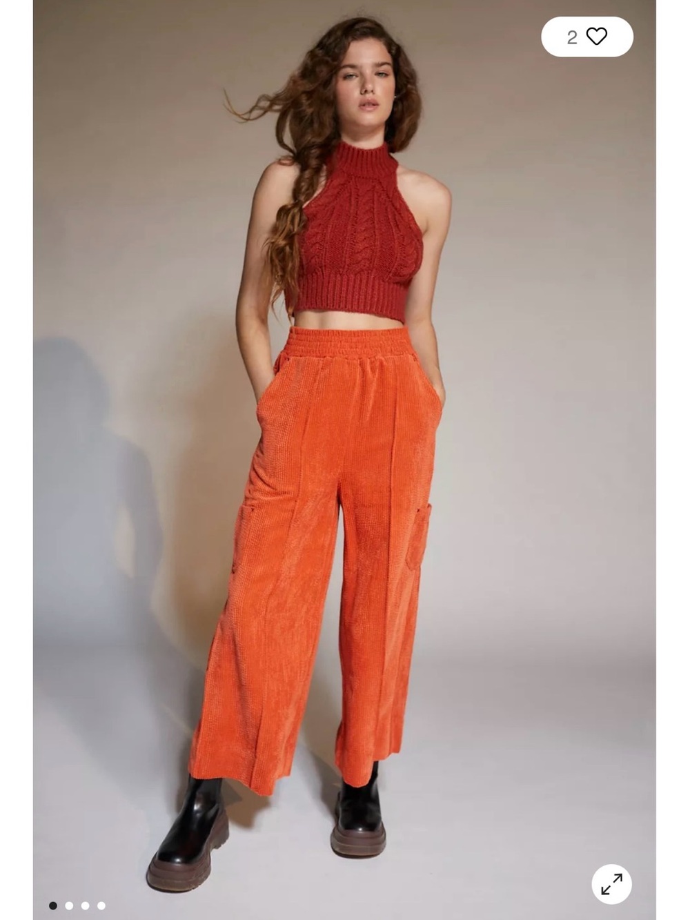Urban Outfitters Corduroy wide leg pants in Burnt Orange- small. EUC - Picture 7 of 7